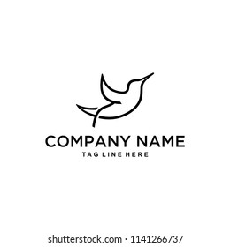 Illustration line art flying bird animal acrobatically beautiful in shape logo design
