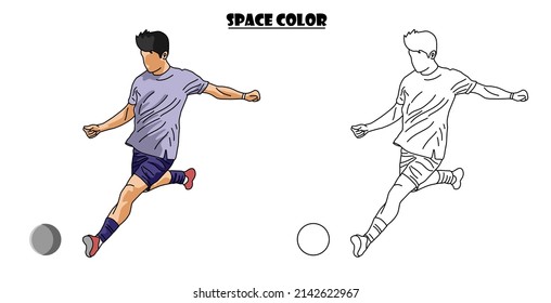 illustration and line art of football players. illustrations for kids learning to color. eps file