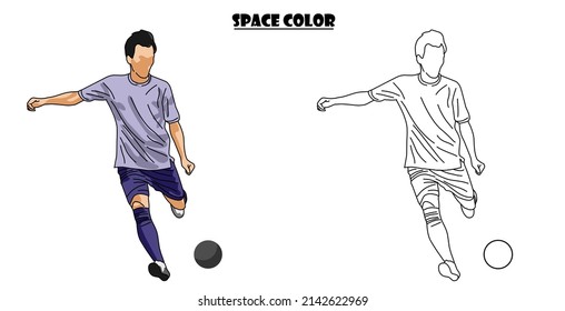 illustration and line art of football players. illustrations for kids learning to color. eps file