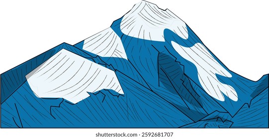 The Illustration of a line Art Mountain