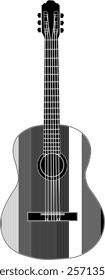 the illustration of line art of the music instrument called guitar.