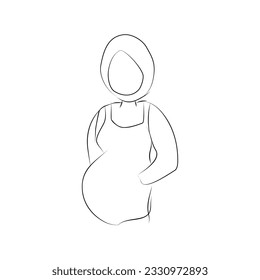 Illustration and line art of pregnant women