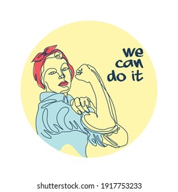 illustration line art of Rosie Riveter