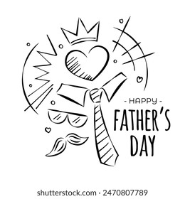 An illustration of line art style of Father’s Day celebration vector image