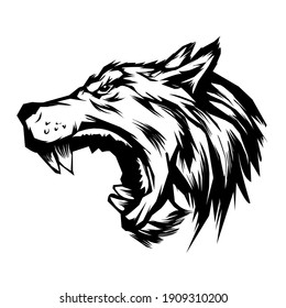 illustration line art of wolf image