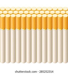 illustration of line of cigarettes on white background