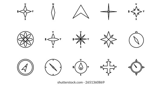 illustration of line compass icon pack
