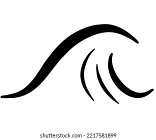 Illustration Line Concept Sea Wave Shape Art Logo Design
