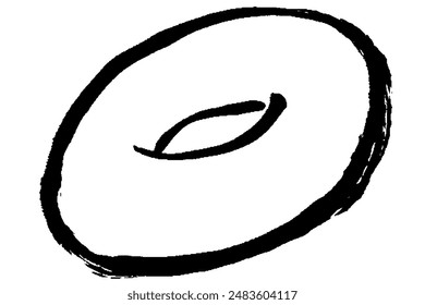 Illustration of line drawing of donut with brush touch