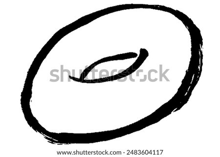 Illustration of line drawing of donut with brush touch