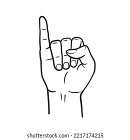 Illustration line drawing ,Hand showing little finger isolated on white background. Pinky sign of promise concept., Eps10 vector 