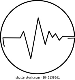 illustration of line drawing of heart beat with circle for icon and others