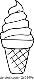 Illustration of line drawing of soft serve ice cream with rough lines