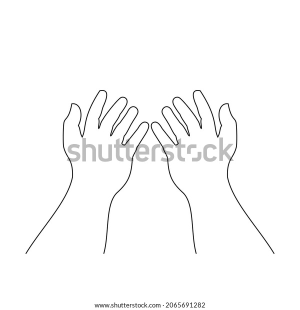 Illustration Line Drawing Two Hand Open Stock Vector (Royalty Free