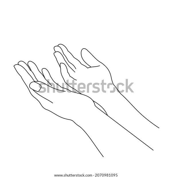 Illustration Line Drawing Two Hand Open Stock Vector (Royalty Free ...