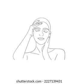 ILLUSTRATION LINE DRAWING OF A WOMAN FACE FIGURE POSTER.eps