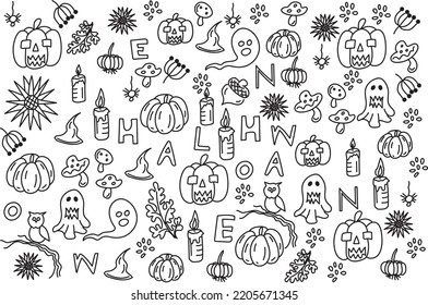 illustration line of the Halloween pattern background.