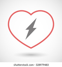 Illustration of a line heart icon with a lightning