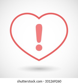 Illustration of a line hearth icon with an admiration sign
