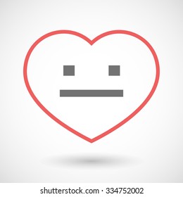 Illustration of a line hearth icon with a emotionless text face