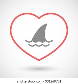 Illustration of a line hearth icon with a shark fin