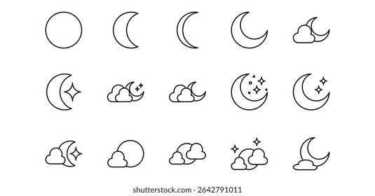 illustration of line moon pack icon