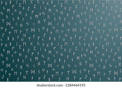 illustration line of the Rune character pattern on green gradient background.
