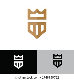 illustration line shield and crown logo or icon. EPS10