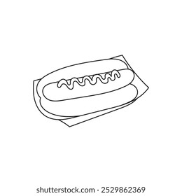 Illustration line sketch hot dog unique design with blank background