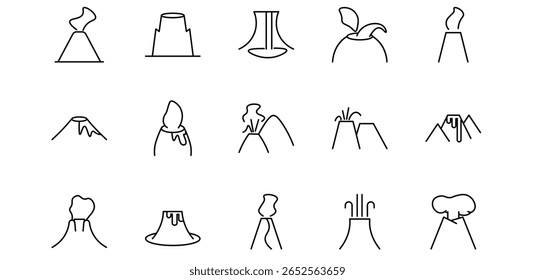 ilustração da linha vulcano erupção ícone pack