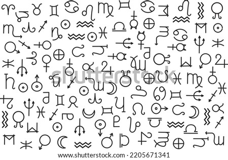 illustration line of the zodiac symbol pattern background.
