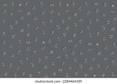 illustration line of the zodiac symbol with shadow pattern on grey background.