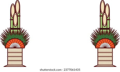 Illustration of lined up kadomatsu