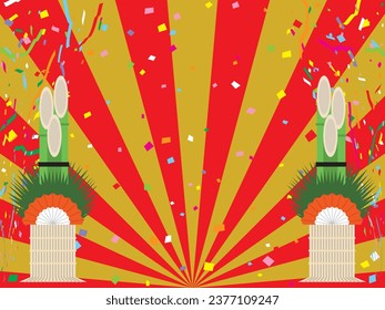 Illustration of lined up kadomatsu