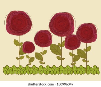 Illustration of lines flowers. Valentine flowers. vector illustration