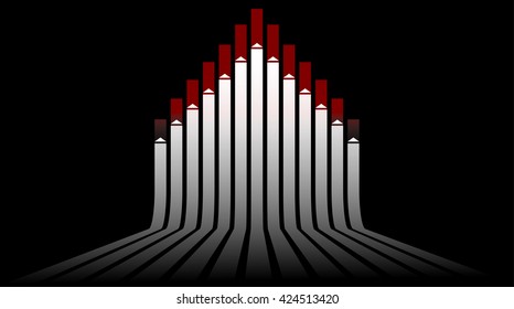 Illustration of lines go up. Illustration tapes go up.