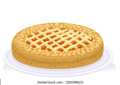 Illustration eines Linzer Torte Austrian Tart on Plate