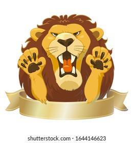 Illustration of a lion attacking. Vector illustration on white background.