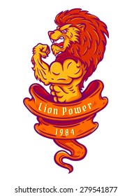 Illustration of a lion bodybuilder