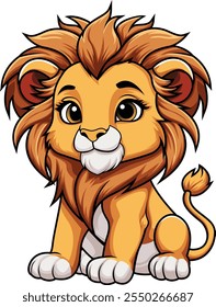 Illustration Lion Cartoon 2d For Sticker