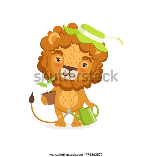 Illustration Lion Cartoon Character Wearing Glasses Stock Vector