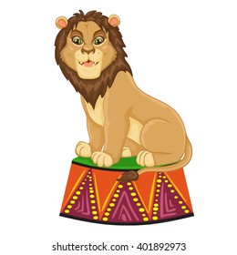 Illustration of  lion circus sitting
