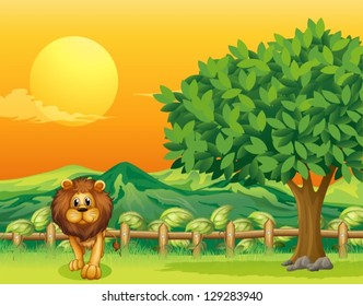 Illustration of a lion at the cliff