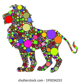 illustration of lion composed of colors