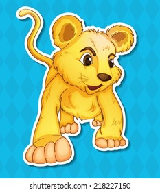 Illustration of a lion cub with background