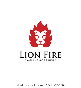 Illustration lion with fire sign abstract modern logo inspiration