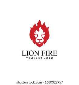 Illustration lion with fire sign abstract modern logo inspiration