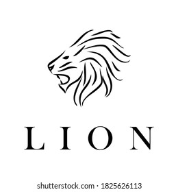 Illustration Lion Head Animal Line Art Stock Vector (Royalty Free ...