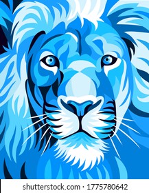 illustration of lion head, blue, attractive design,
simple. - Vector.

