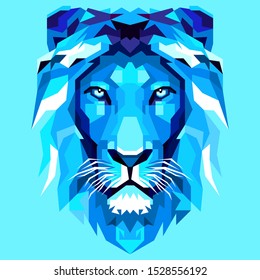 Illustration of lion head, creative design, elegant, blue background. - Vector.